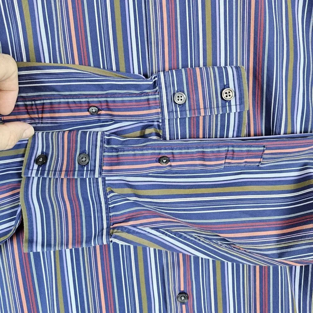Banana Republic Men's Long Sleeve Button Up Vertical Stripes 100% Cotton Size XL